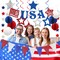4th of July Patriotic Decorations Set,Red White Blue Honeycomb Ball,Star Hanging Swirl,star Garland